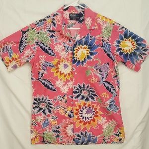 Vtg POLO RALPH LAUREN Pink Floral Hawaiian Shirt